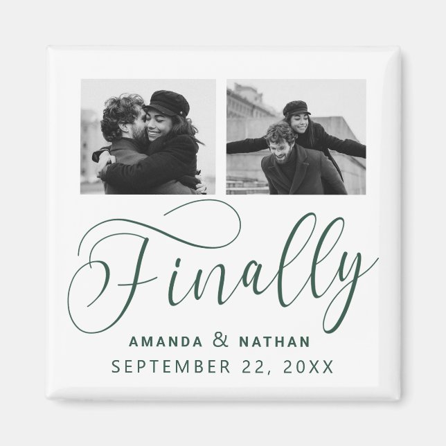 Finally Minimalist Wedding 2 Photo Save the Date Magnet (Front)