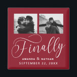Finally Minimalist Wedding 2 Photo Save the Date Magnet<br><div class="desc">It's been worth the wait and now you're finally ready to send out your save the dates! These minimalist wedding save the date magnets are perfectly simple yet super modern. Easily personalize the design by adding your own photos, names and wedding date. Matching items can be found in the collection....</div>