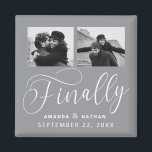 Finally Minimalist Wedding 2 Photo Save the Date Magnet<br><div class="desc">It's been worth the wait and now you're finally ready to send out your save the dates! These minimalist wedding save the date magnets are perfectly simple yet super modern. Easily personalize the design by adding your own photos, names and wedding date. Matching items can be found in the collection....</div>
