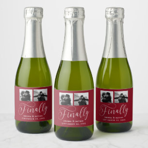 Finally Minimalist Wedding 2 Photo Save the Date Sparkling Wine Label