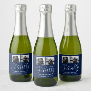 Finally Minimalist Wedding 2 Photo Save the Date Sparkling Wine Label