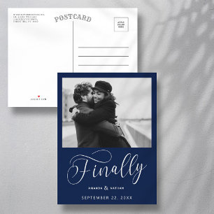 Finally Minimalist Wedding Photo Save the Date Announcement Postcard
