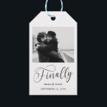 Finally Minimalist Wedding Photo Save the Date Gift Tags<br><div class="desc">It's been worth the wait and now you're finally ready to send out your save the dates! These minimalist wedding save the date tags are perfectly simple yet super modern. Easily personalize the design by adding your own photo,  names and date. Matching items can be found in the collection.</div>