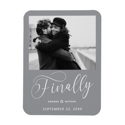 Finally Minimalist Wedding Photo Save the Date Magnet