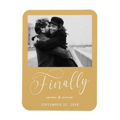 Finally Minimalist Wedding Photo Save the Date Magnet