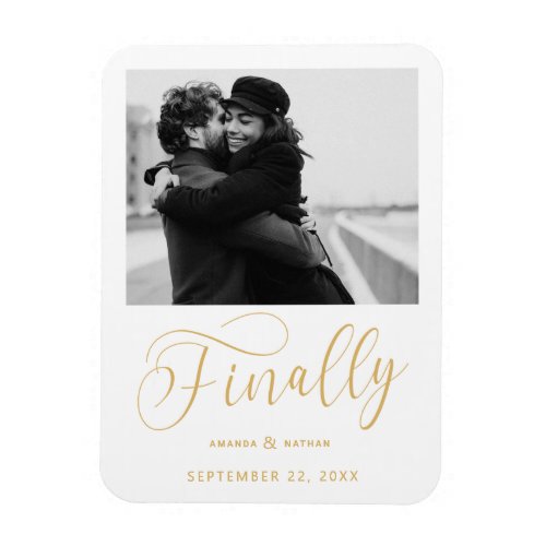 Finally Minimalist Wedding Photo Save the Date Magnet