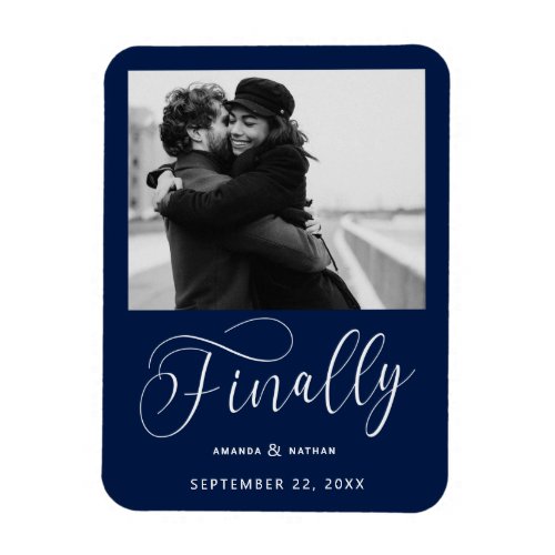 Finally Minimalist Wedding Photo Save the Date Magnet