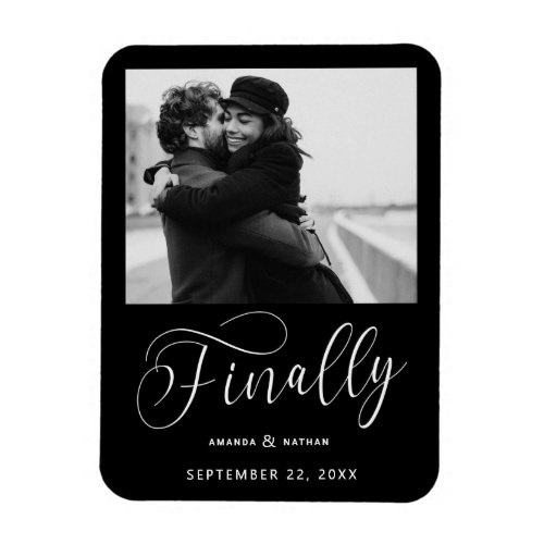 Finally Minimalist Wedding Photo Save the Date Magnet