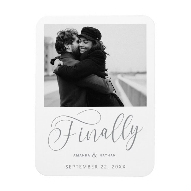Finally Minimalist Wedding Photo Save the Date Magnet (Vertical)