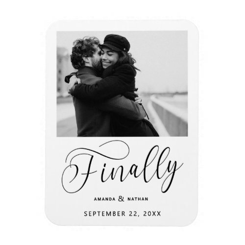 Finally Minimalist Wedding Photo Save the Date Magnet