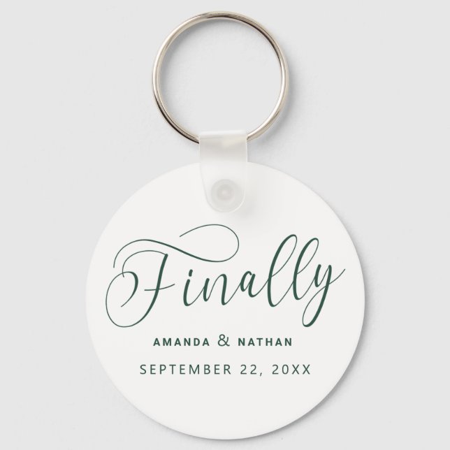 Finally Minimalist Wedding Save the Date Keychain (Front)