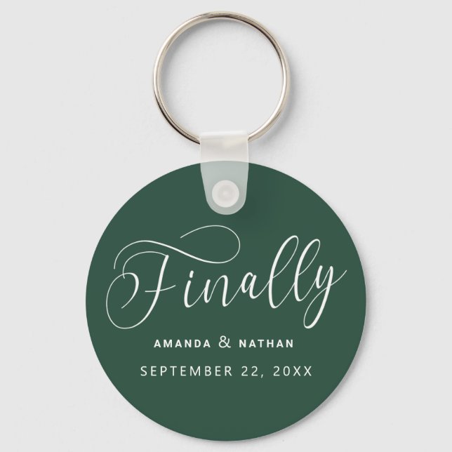 Finally Minimalist Wedding Save the Date Keychain (Front)