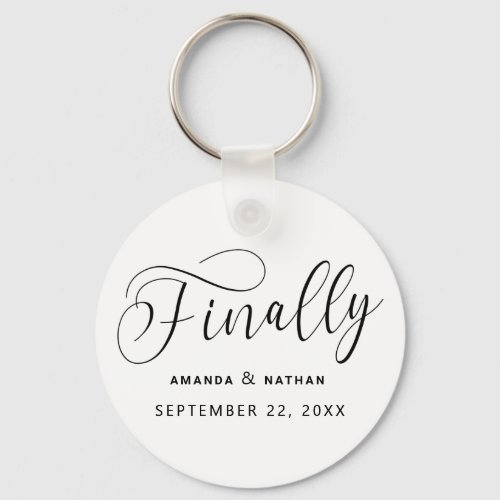 Finally Minimalist Wedding Save the Date Keychain