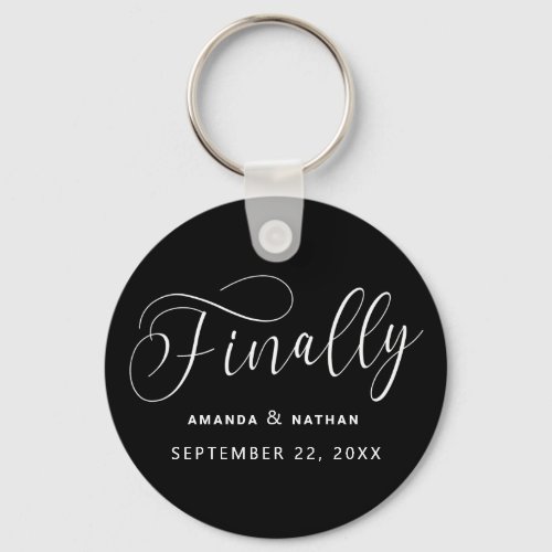 Finally Minimalist Wedding Save the Date Keychain