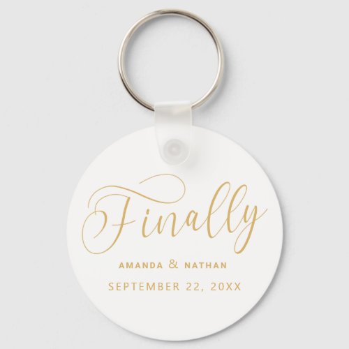 Finally Minimalist Wedding Save the Date Keychain