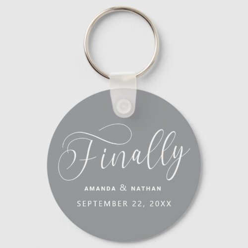 Finally Minimalist Wedding Save the Date Keychain