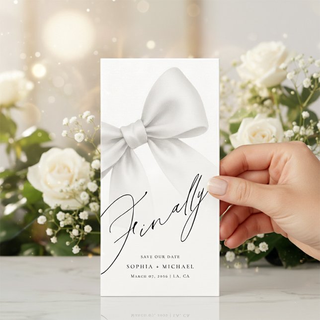 Finally Modern Bow Minimalist Bookmark Save The Date (Creator Uploaded)