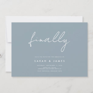 Finally Modern Minimalist Dusty Blue Save The Date
