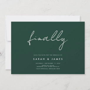Finally Modern Minimalist Emerald Save The Date