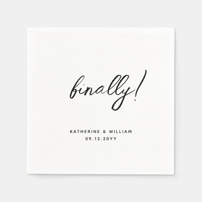 Finally Modern Minimalist Wedding Engagement Napkins (Front)