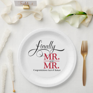 Finally Mr and Mr Wedding Reception Paper Plates