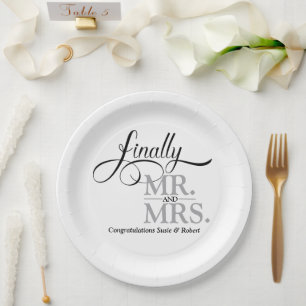 Finally Mr and Mrs Wedding Reception Paper Plates