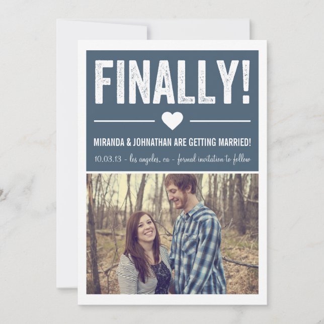 Finally - Navy Photo Save The Date Announcements (Front)