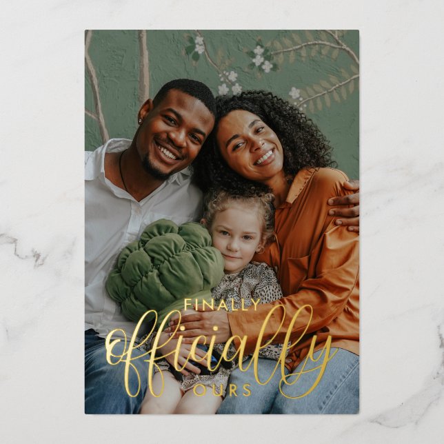Finally Officially Ours 2 Photo Adoption Foil Invitation (Front)