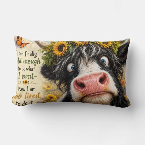Finally Old Enough Cow Lumbar Pillow