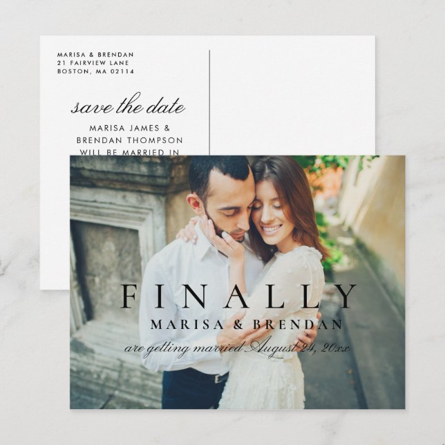 Finally Photo Wedding Save the Date Announcement Postcard (Front/Back)