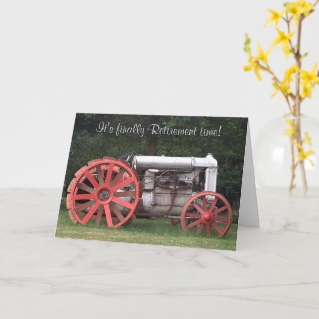 Finally Retirement Time Antique Tractor Card (Yellow Flower)