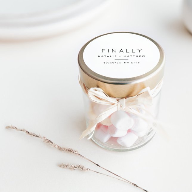 Finally, save the date classic round sticker (Creator Uploaded)