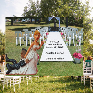 Finally Save the Date Funny Interracial Couple Announcement Postcard