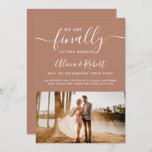 Finally save the date script terracotta photo