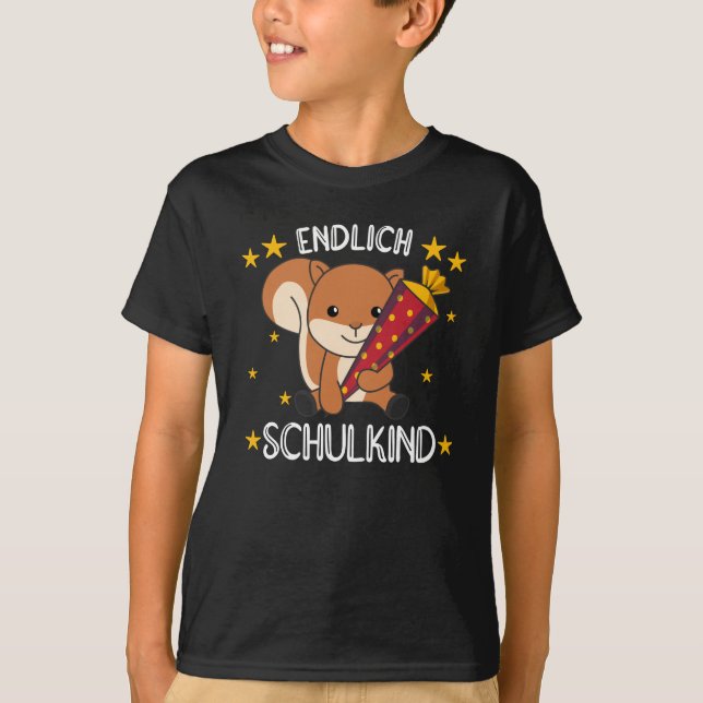 Finally Schoolchild Squirrel School Bag School T-Shirt (Front)