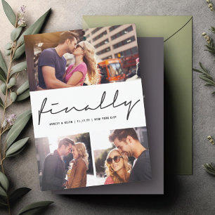 Finally Script Modern 3-Photo Wedding Design Save The Date