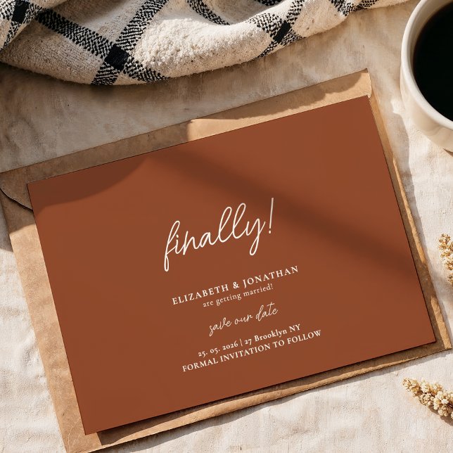 Finally Script Terracotta Wedding Save the Date (Creator Uploaded)
