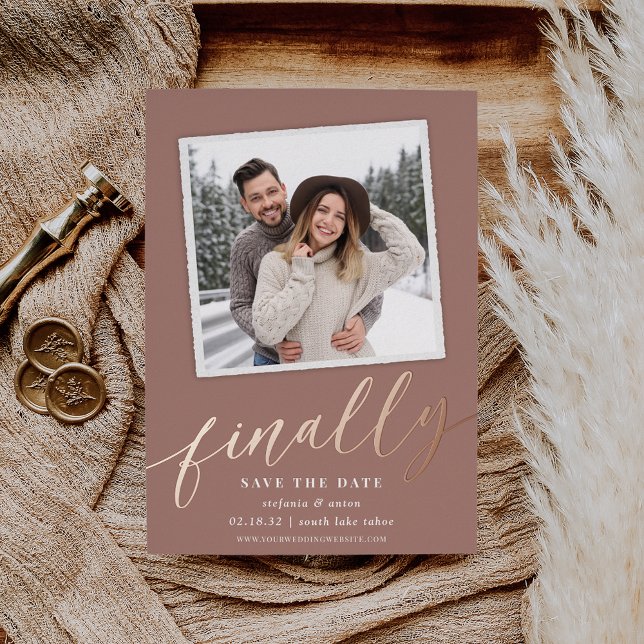 Finally | Snapshot Photo Save the Date Foil Invitation (Creator Uploaded)
