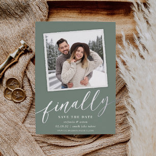 Finally Snapshot Photo Save the Date Foil Invitation