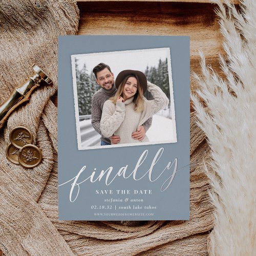 Finally  Snapshot Photo Save the Date Foil Invitation