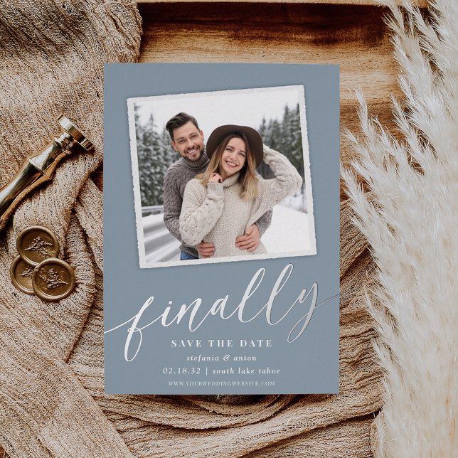 Finally | Snapshot Photo Save the Date Foil Invitation (Creator Uploaded)