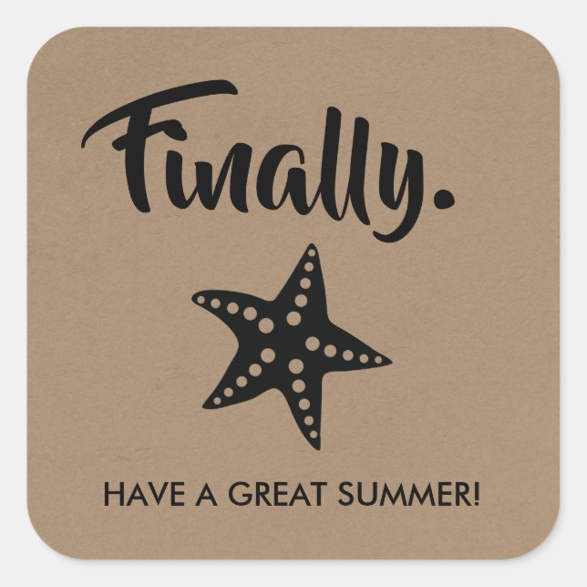 Finally Stickers, Graduation Gift Tag, Summer Square Sticker (Front)