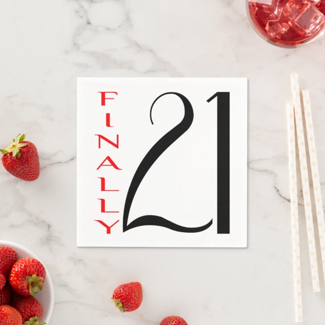 Finally Twenty One Years Old 21st Birthday Napkins (Insitu)