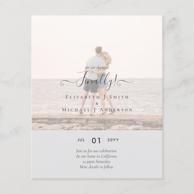 Finally We are Engaged! Wedding Announcement PHOTO Flyer (Front)