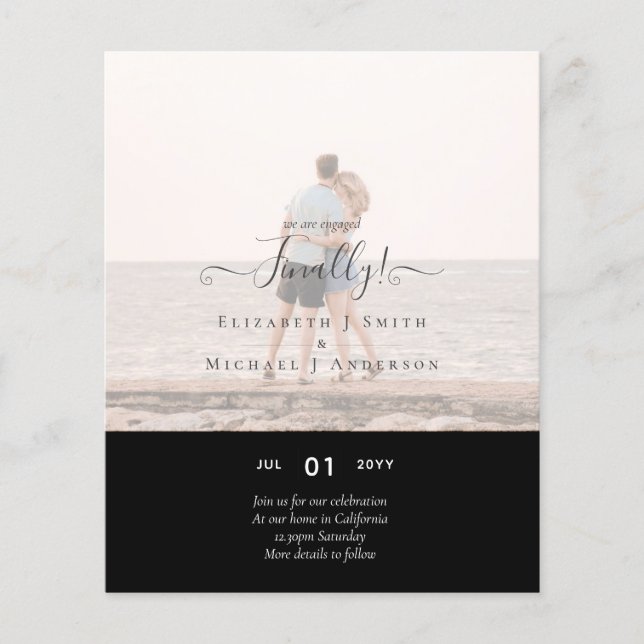 Finally We are Engaged! Wedding Announcement PHOTO Flyer (Front)