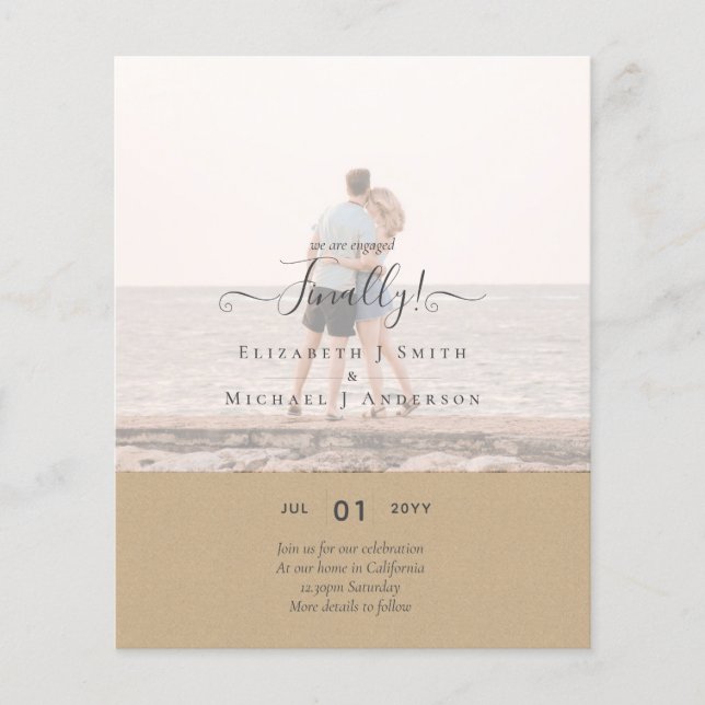 Finally We are Engaged! Wedding Announcement PHOTO Flyer (Front)