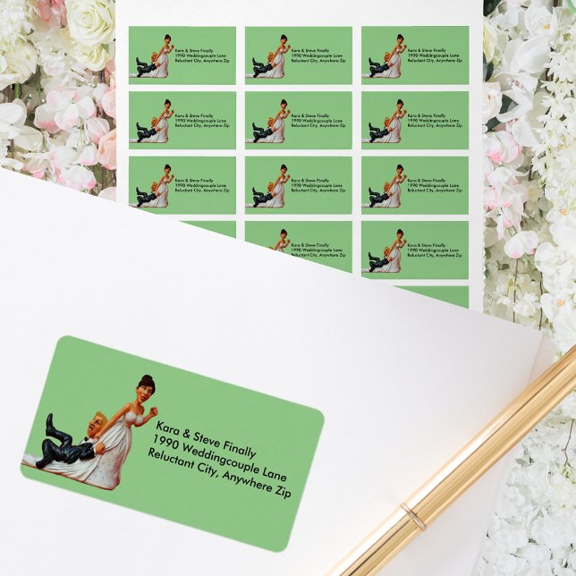 Finally Wedding Couple Funny Brown & Blond Label (Finally Wedding Couple Funny Brown & Blond Address Label)