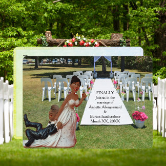 Finally Wedding Funny Black Couple Invitation