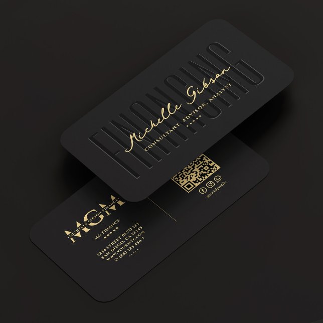 Finance Analyst Consultant Advisor Modern Black  Business Card (Finance Analyst Consultant Advisor Modern Black Business Card
)