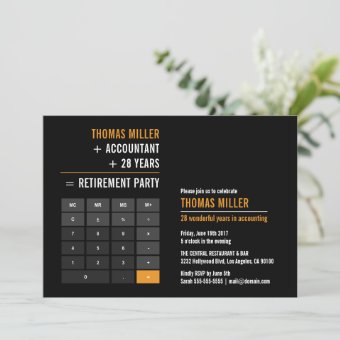 Finance Calculator Retirement Party Invitation | Zazzle